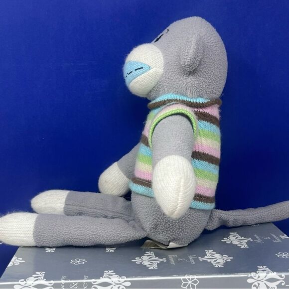 Dan Dee Collector’s Choice 15” Sock Monkey Gray w/ Pastel Sweater - Picture 4 of 9